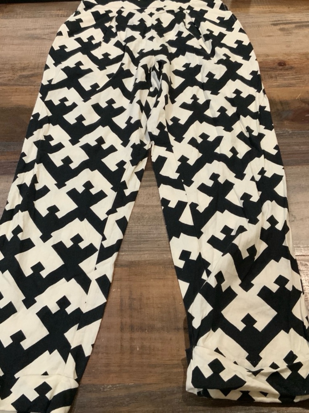 Black & White Geometric Print Trousers